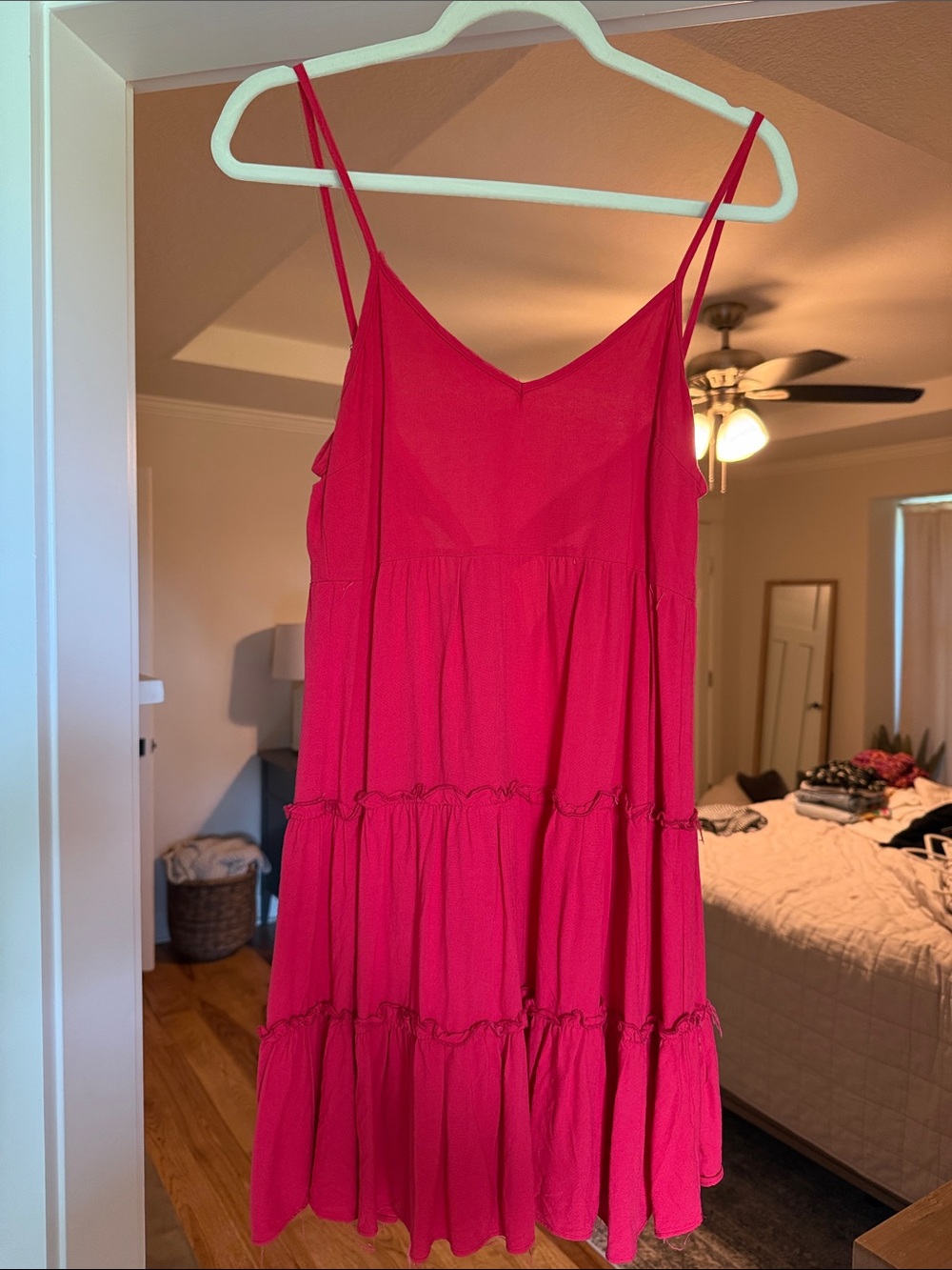 Vibrant Red Tiered Spaghetti Strap Sundress